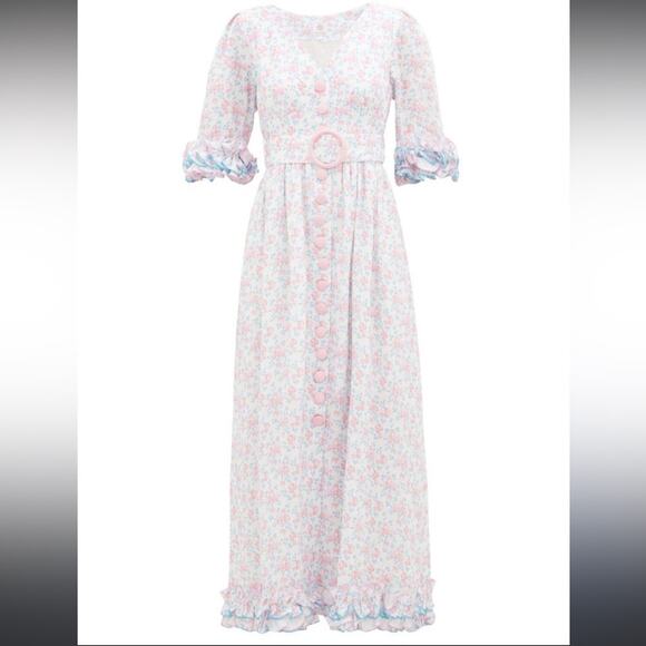 NWT Gul Hurgel Pink Multi linen belted Sun Maxi dress sz XS - Picture 1 of 7